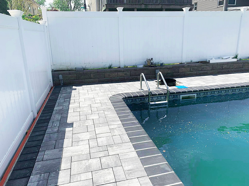 Masonry done by the poolside thanks to Russo's landscaping